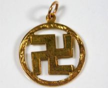 A 9ct gold swastika good luck charm pendant approx