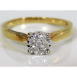 A 9ct gold & diamond ring 2.6g size M/N