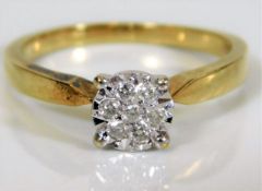 A 9ct gold & diamond ring 2.6g size M/N