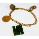 An antique 22ct gold bracelet with 9ct kidney char