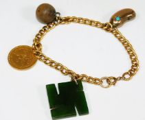 An antique 22ct gold bracelet with 9ct kidney char