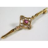 A 9ct gold brooch set with diamond & ruby approx.