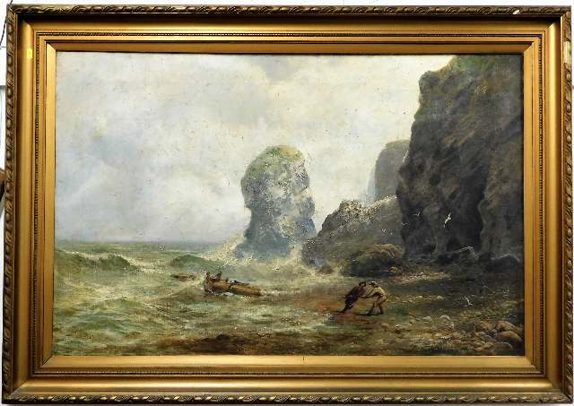 A large gilt framed Henry Robinson Hall oil on can