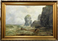 A large gilt framed Henry Robinson Hall oil on can
