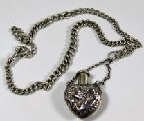 A silver Albert chain approx. 35g with white metal