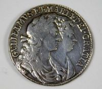 A 1689 William & Mary silver half crown approx. 14