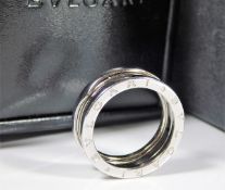 An 18ct white gold Bulgari ring with inner & outer