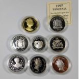 Eight cased silver proof British Commonwealth coin