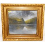 An Edwardian gilt framed oil on canvas set behind