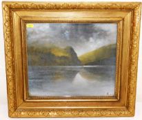 An Edwardian gilt framed oil on canvas set behind