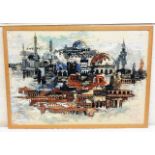 A framed Thijs Mauve oil on canvas titled City In