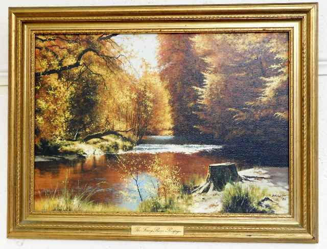 A Terry Bailey framed oil of river scene The Fowey