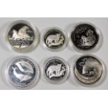 Six cased silver proof Endangered Wildlife collect