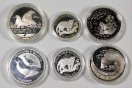 Six cased silver proof Endangered Wildlife collect