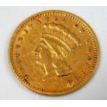 An 1856 US one dollar coin approx. 1.66g large hea