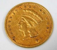 An 1856 US one dollar coin approx. 1.66g large hea