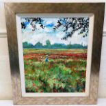 A large Timmy Mallet framed oil on panel "Poppies