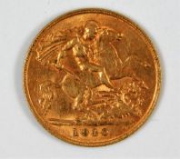 A 1910 Edward VII half gold sovereign