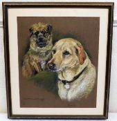 A framed Marjorie Cox pastel painting of Shuffle &