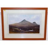 A framed acrylic & watercolour painting of Haytor