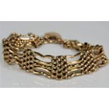 A five bar gate 9ct rose gold bracelet with padloc