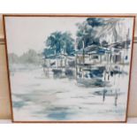 A framed Thijs Mauve oil on canvas titled Chao Phr