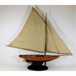 A model yacht & stand named Bluebell M.Y.C. 39in w