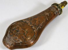 A 19thC. copper powder flask by Hawksley of Sheffi