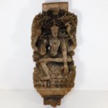 An 18thC. Indian wood carving featuring Dakshinamu