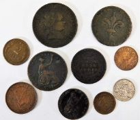 A Birmingham half penny & nine other coins