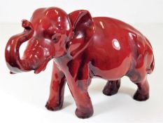 A Royal Doulton porcelain flambe elephant, tiny ch