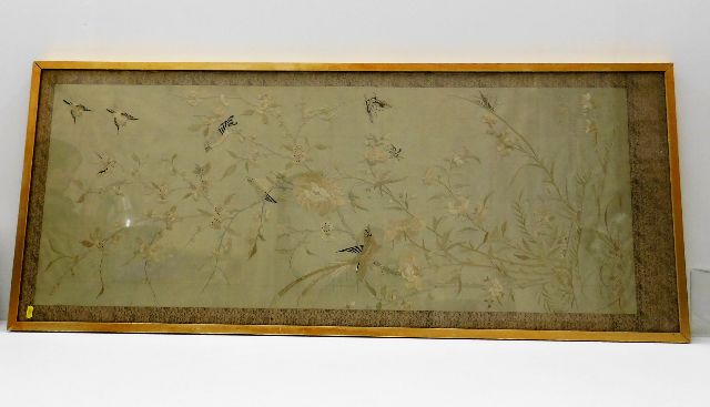 A large 19thC. Chinese embroidered silk, shown on