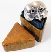 A novelty pantomime mask silver scarf tie with box