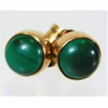 A pair of 14ct gold malachite stud earrings 1g