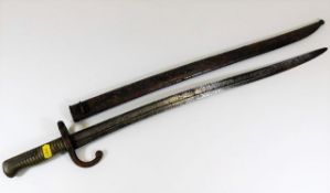 A 19thC. French sword bayonet stamped 18718, 27.5i