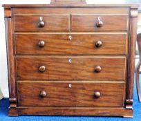A 19thC. mahogany chest of drawers with ivory escu