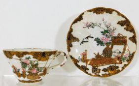 A 19thC. Chinese gilded cup & saucer, small crack