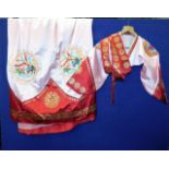 A traditional Korean embroidered silk wrap with to