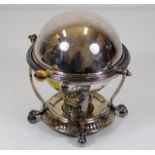 A silver plated egg warmer with burner & ivory han
