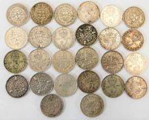 Twenty six early 20thC. three pence pieces