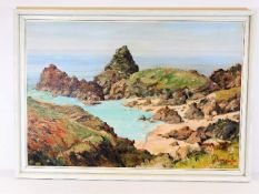A framed oil of Kynance Cove by R. McLellan-Sim 25