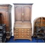 A good 18thC. Georgian walnut bureau bookcase with