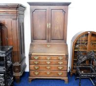 A good 18thC. Georgian walnut bureau bookcase with