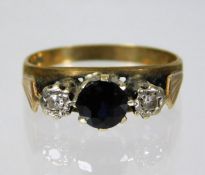 A 9ct diamond & sapphire ring 2.7g size K