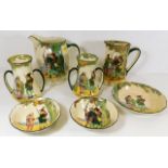 Seven pieces of Royal Doulton Under The Greenwood Tree Robin Hood series ware set, some faults