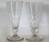 A pair 19thC. ale glasses with twist bowls approx.
