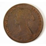 An 1869 half penny with hint of lustre
