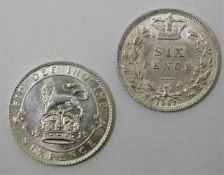 An 1887 & a 1915 sixpence, both with some lustre