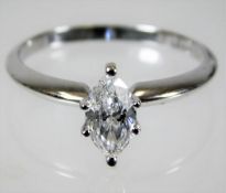 A 14ct gold ring set with approx. 0.75ct marquise