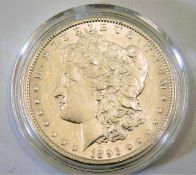 An 1896 US silver dollar